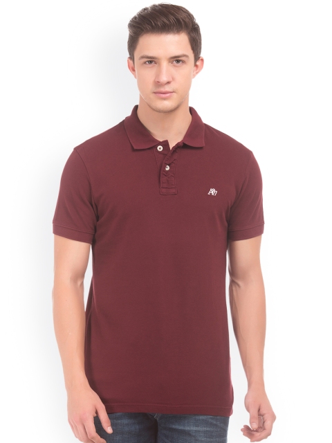

Aeropostale Men Maroon Solid Polo Collar T-shirt