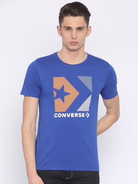 

Converse Men Blue Solid Polo Collar Pure Cotton T-shirt