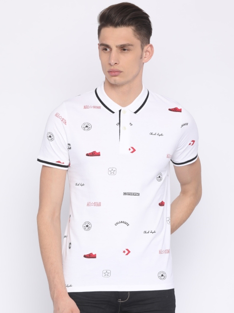 

Converse Men White Printed Polo Collar T-shirt