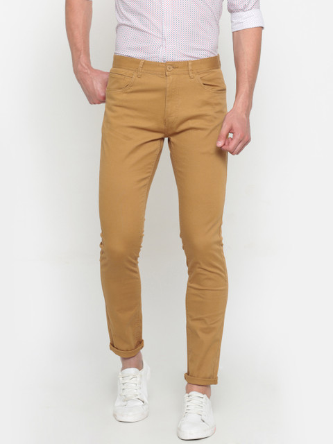 

Indigo Nation Men Khaki Ultra Slim Fit Solid Regular Trousers