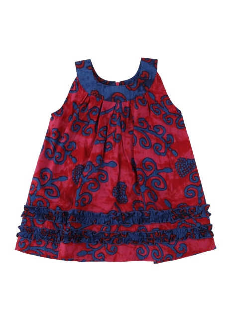 

Kids On Board Girls Maroon Printed A-Line Dress