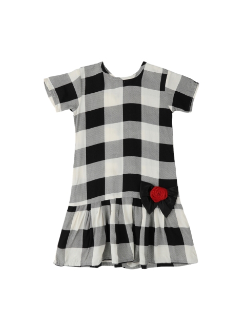

Kids On Board Girls Black Checked A-Line Dress