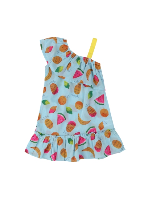 

Kids On Board Girls Blue Printed A-Line Dress