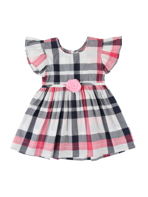 

Kids On Board Girls White Checked Fit and Flare Dress