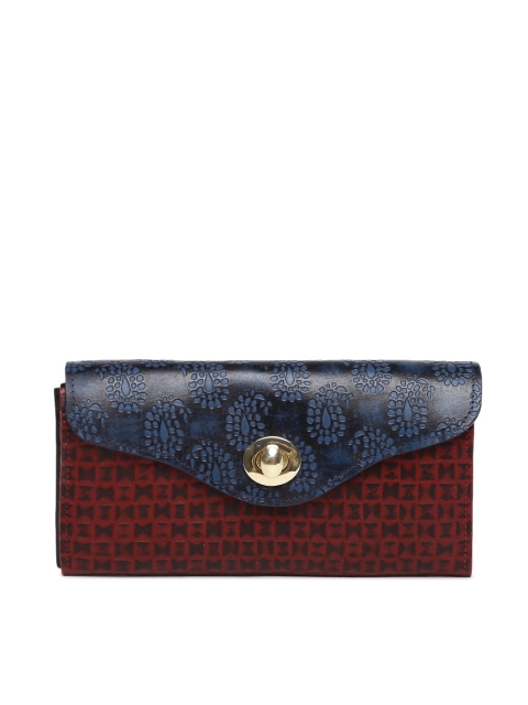 

Holii Women Navy & Maroon Textured Two Fold Wallet, Navy blue