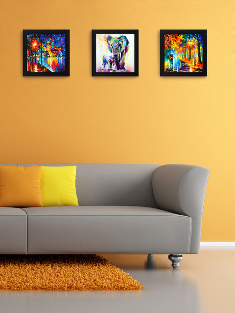

Story@Home Multicoloured Set of 3 Birds and Animals Wall Art, Multi