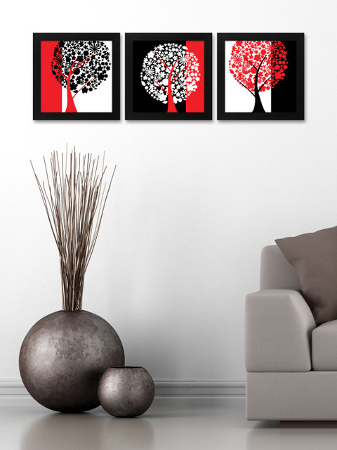 

Story@Home Black, White & Red Set of 3 Abstract Wall Art