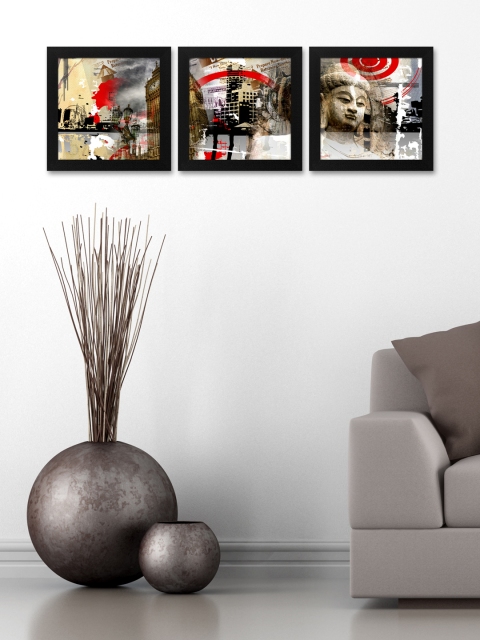 

Story@Home Multicoloured Set of 3 Abstract Wall Art, Multi