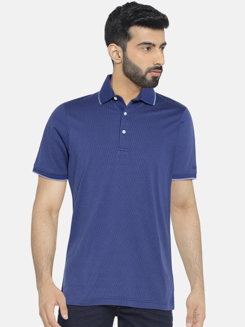

Blackberrys Men Blue Self-Design Polo Collar T-shirt