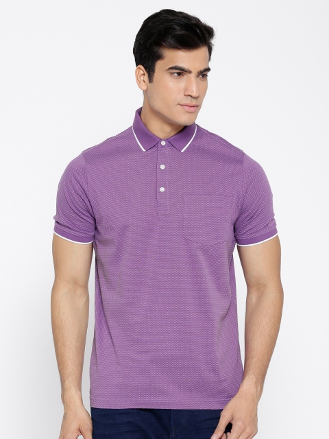 

Blackberrys Men Purple & White Self-Design Polo Collar T-shirt