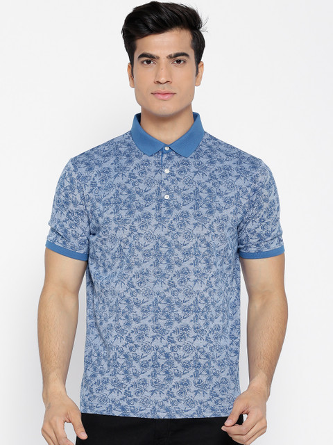 

Blackberrys Men Blue Printed Polo Collar T-shirt