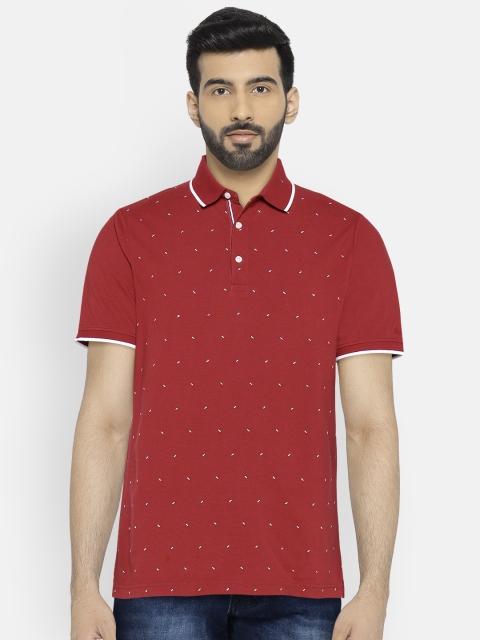 

Blackberrys Men Maroon & White Embroidered Polo Collar T-shirt