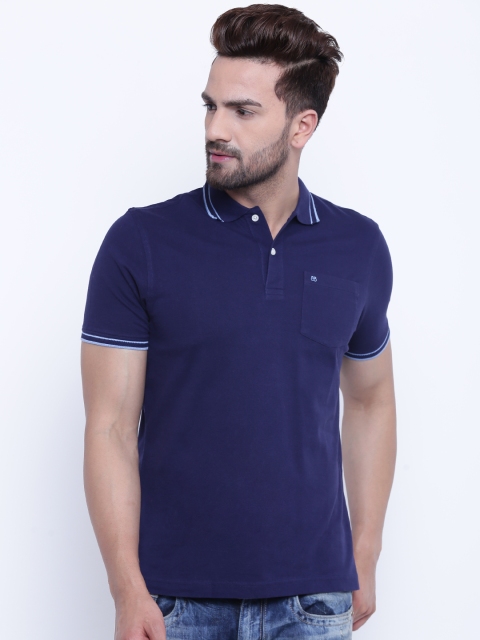 

Blackberrys Men Navy Blue Solid Polo Collar T-shirt
