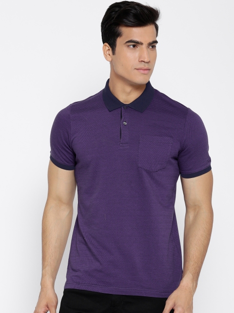 

Blackberrys Men Purple & Navy Self-Design Polo Collar T-shirt