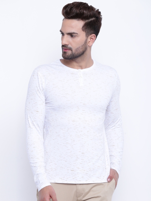 

Blackberrys Men Off-White Printed Henley Neck T-shirt