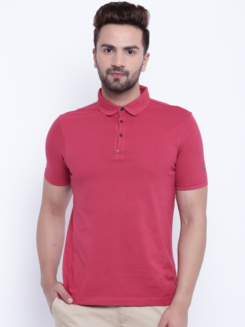 

Blackberrys Men Red Solid Polo Collar T-shirt