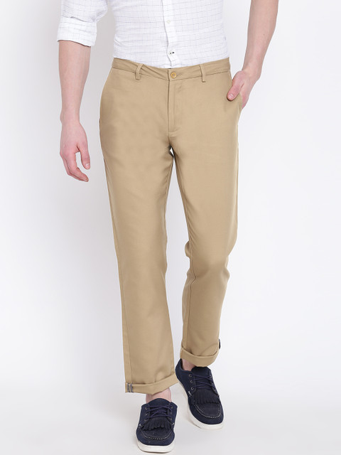 

Blackberrys Men Khaki Sharp Fit Solid Regular Trousers
