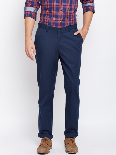 

Blackberrys Men Navy Blue Smart Fit Solid Regular Trousers