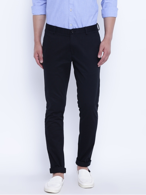 

Blackberrys Men Black Slim Fit Solid Regular Trousers