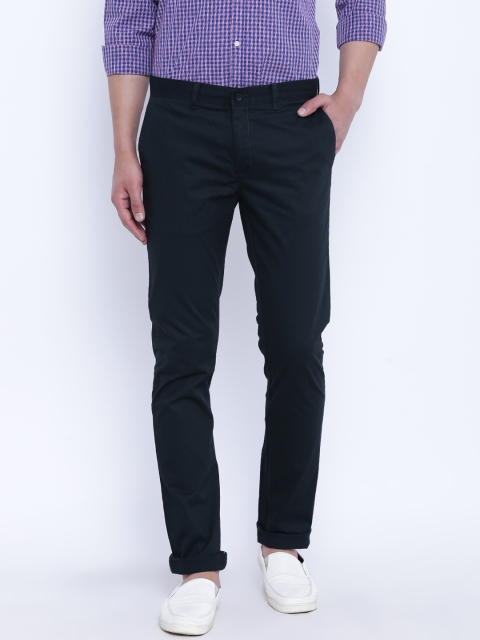 

Blackberrys Men Navy Regular Fit Solid Trousers, Navy blue