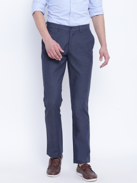 

Blackberrys Men Navy Blue Regular Fit Solid Trousers