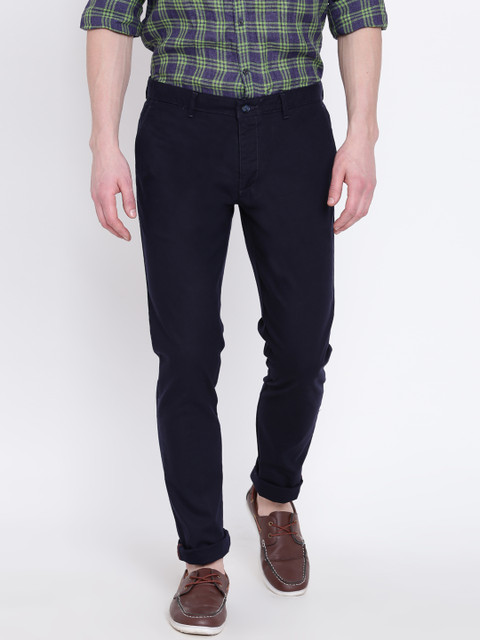 

Blackberrys Men Navy Blue Sharp Fit Solid Regular Trousers