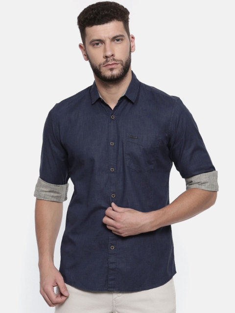 

Wrangler Men Navy Regular Fit Solid Casual Shirt, Navy blue