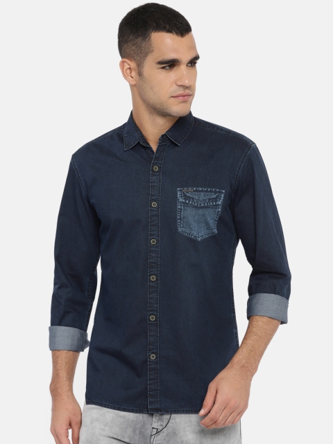 

Wrangler Men Blue Slim Fit Solid Chambray Casual Shirt