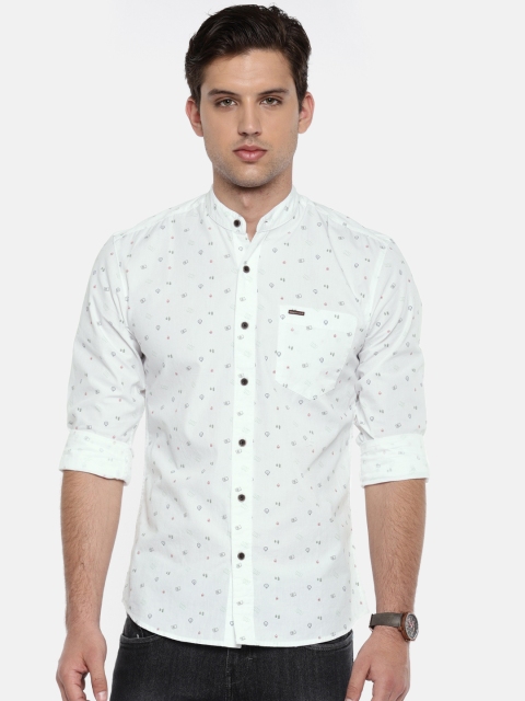 

Wrangler Men White Slim Fit Printed Casual Shirt