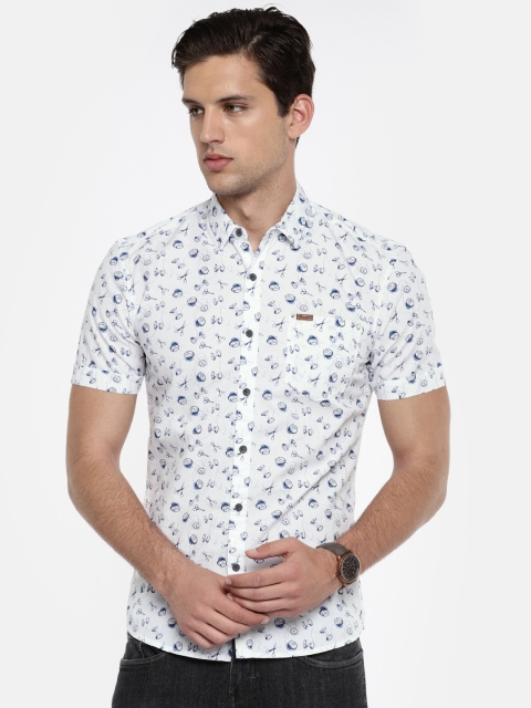 

Wrangler Men White Slim Fit Printed Casual Shirt