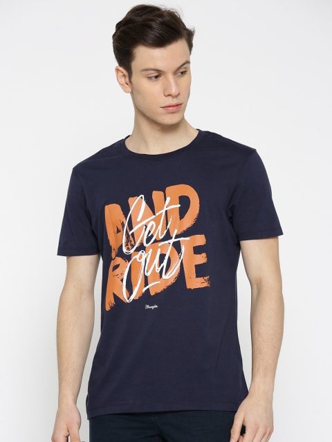

Wrangler Men Navy Blue Printed Round Neck T-shirt