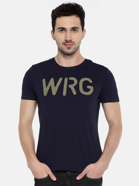 

Wrangler Men Navy Blue Printed Round Neck T-shirt