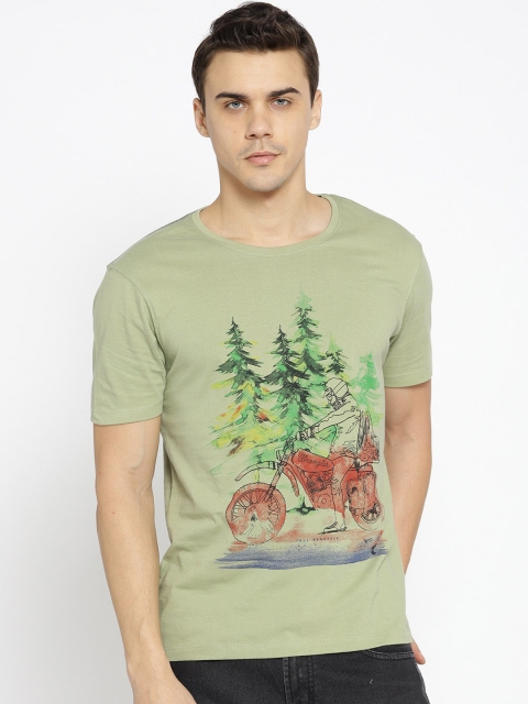 

Wrangler Men Green Printed Round Neck T-shirt