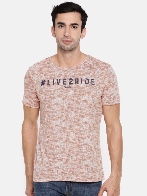 

Wrangler Men Orange Printed Round Neck T-shirt