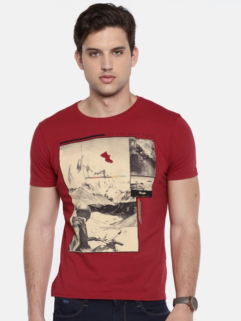 

Wrangler Men Red Printed Round Neck T-shirt
