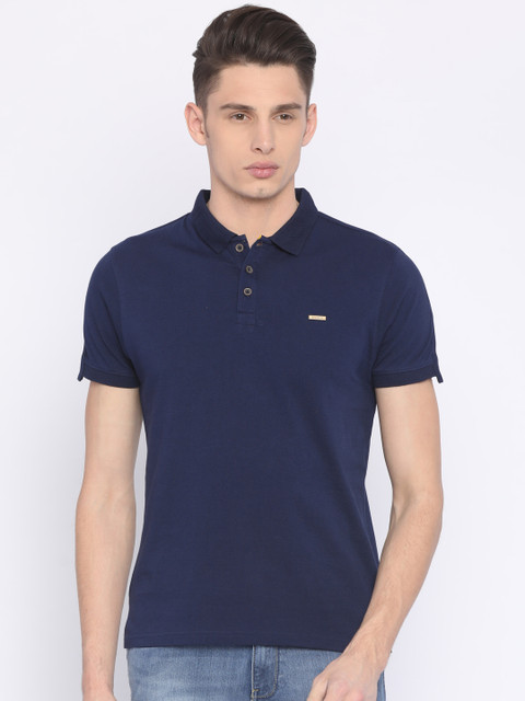 

Wrangler Men Navy Solid Polo Collar T-shirt, Navy blue