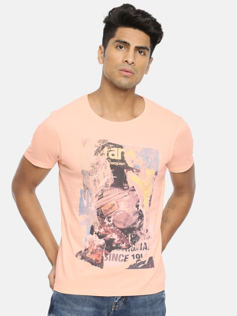 

Wrangler Men Peach-Coloured Printed Round Neck T-shirt