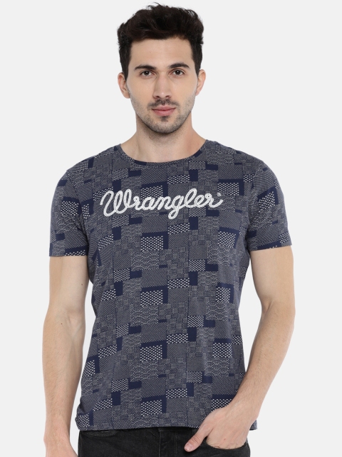 

Wrangler Men Navy Blue Printed Round Neck T-shirt