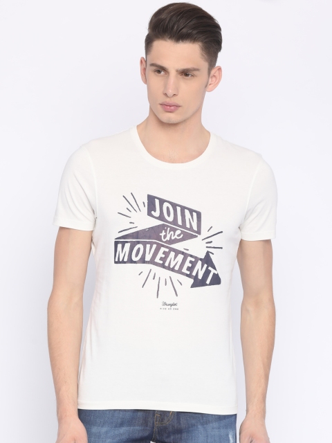 

Wrangler Men White Printed Round Neck T-shirt