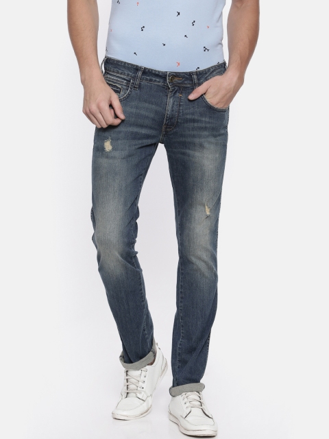 

Wrangler Men Blue Skanders Slim Fit Low-Rise Mildly Distressed Stretchable Jeans