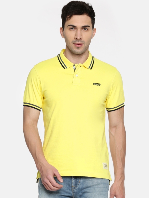 

Flying Machine Men Yellow Solid Polo Collar T-shirt