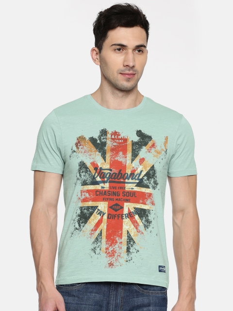 

Flying Machine Men Grey Printed Round Neck T-shirt
