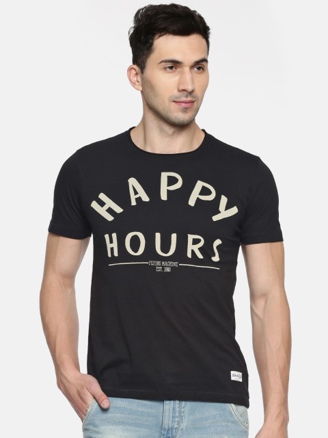 

Flying Machine Men Black Printed Round Neck T-shirt