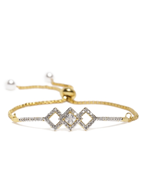 

Amavi Gold-Plated & White CZ Stone-Studded Contemporary Bracelet