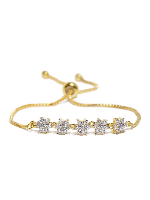 

Amavi Gold-Plated & White CZ Stone-Studded Contemporary Bracelet