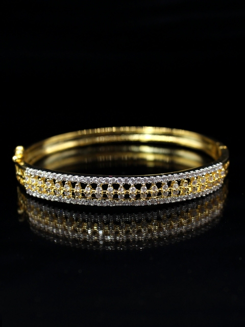 

Amavi Gold-Plated & White CZ Stone-Studded Contemporary Bracelet