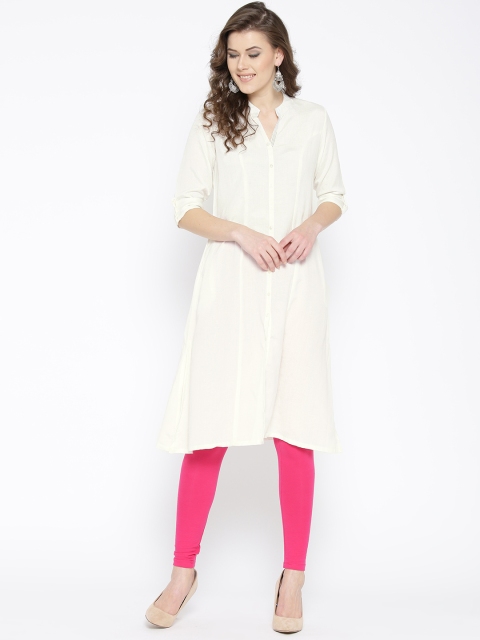 

Rangriti Women Off-White Solid A-Line Kurta