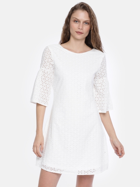 

ONLY Women White Self Design Sheath Dress