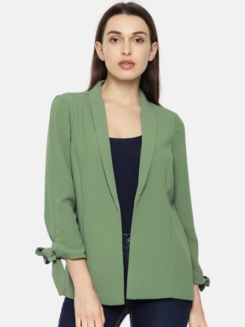 

Vero Moda Women Green Solid Open Front Jacket