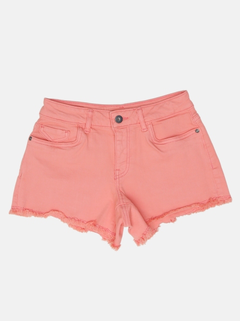 

Vero Moda Women Peach-Coloured Solid Regular Fit Hot Pants